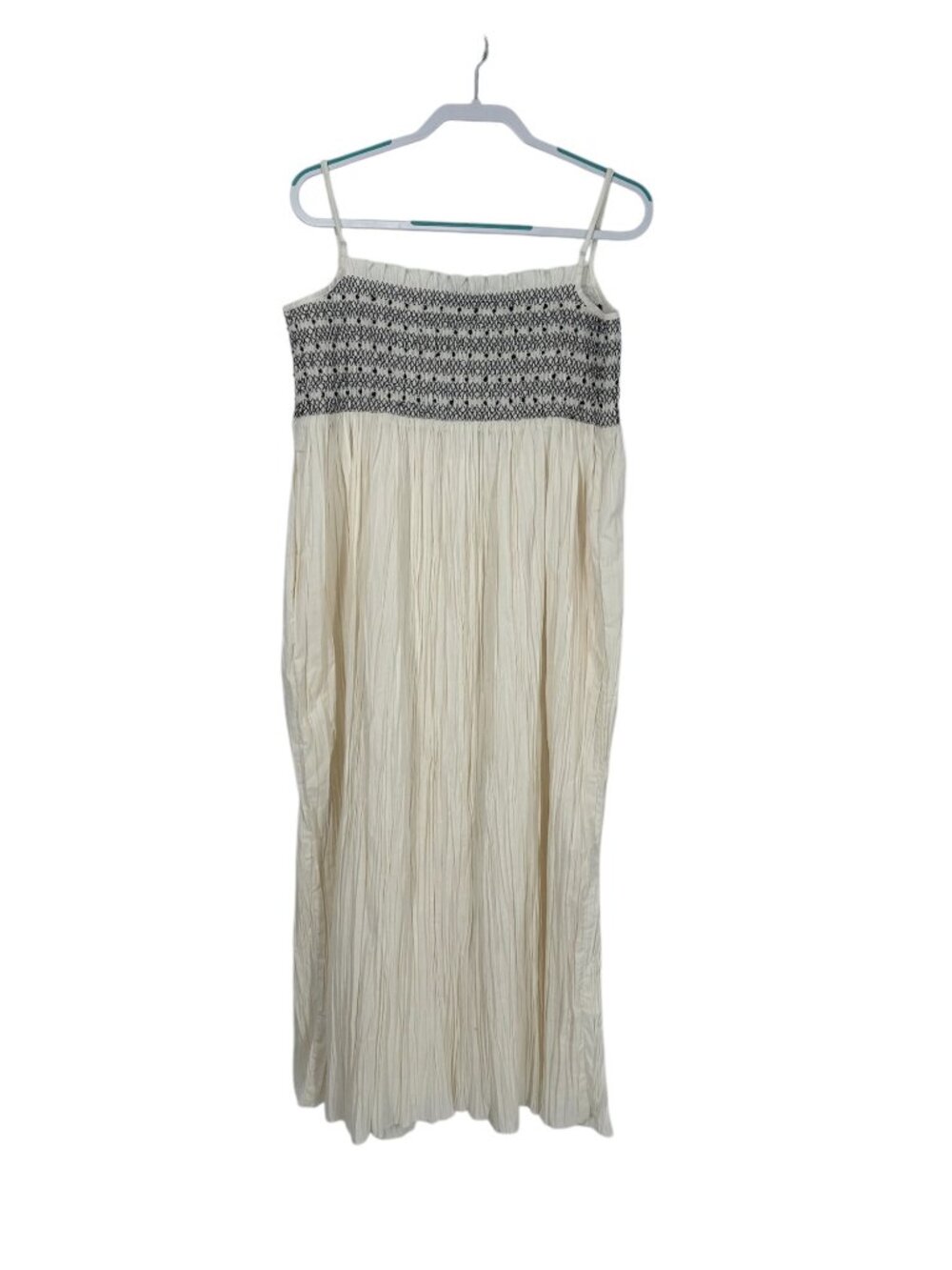 J.Crew Dress Large Cream Smocked Embroidered Coastal Bohemian Midi Sundress